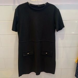 Zara short sleeve shift dress with gold buttons, size S, imitation Chanel style